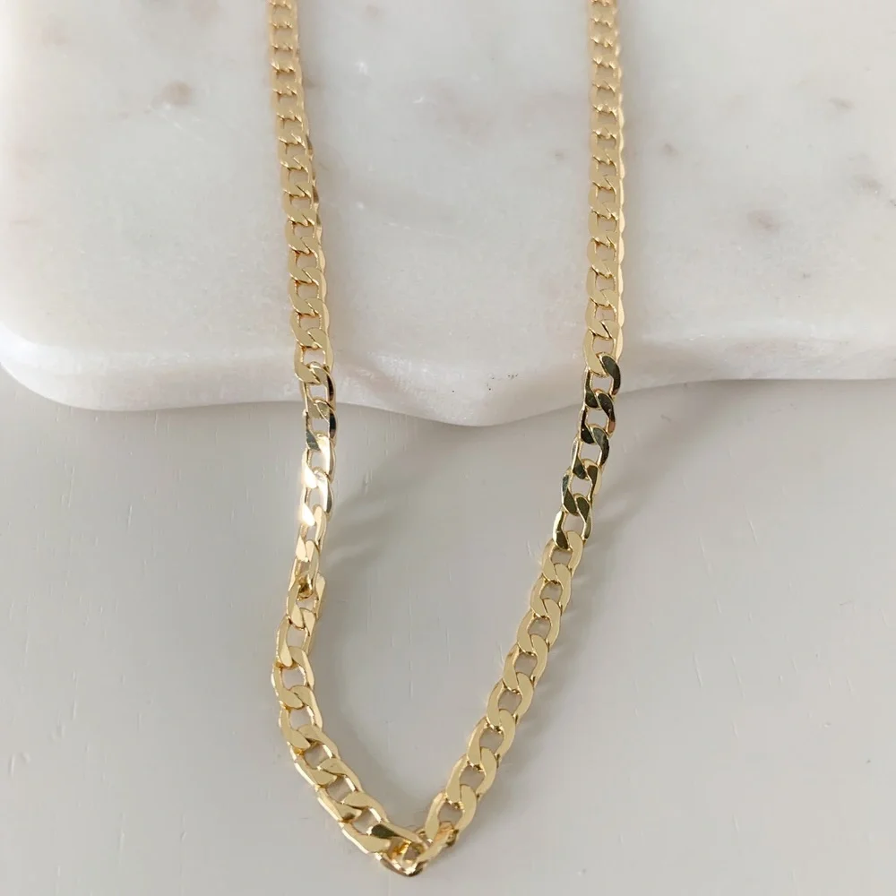 18k Gold Filled Flat Curb Necklace - Picture 3 of 8